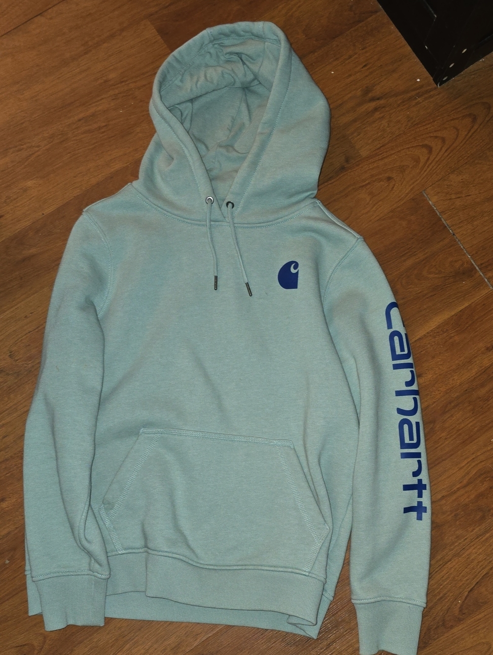 Carhartt Light Teal Pullover Hoodie with Blue Logo